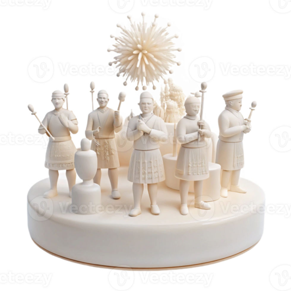 White Figurines on Circular Base png