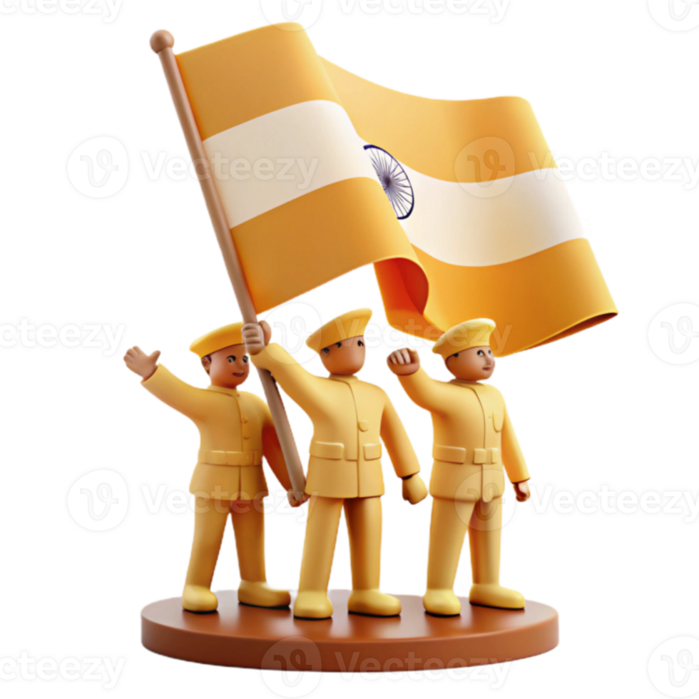 3D Illustration Figures Holding a Flag png