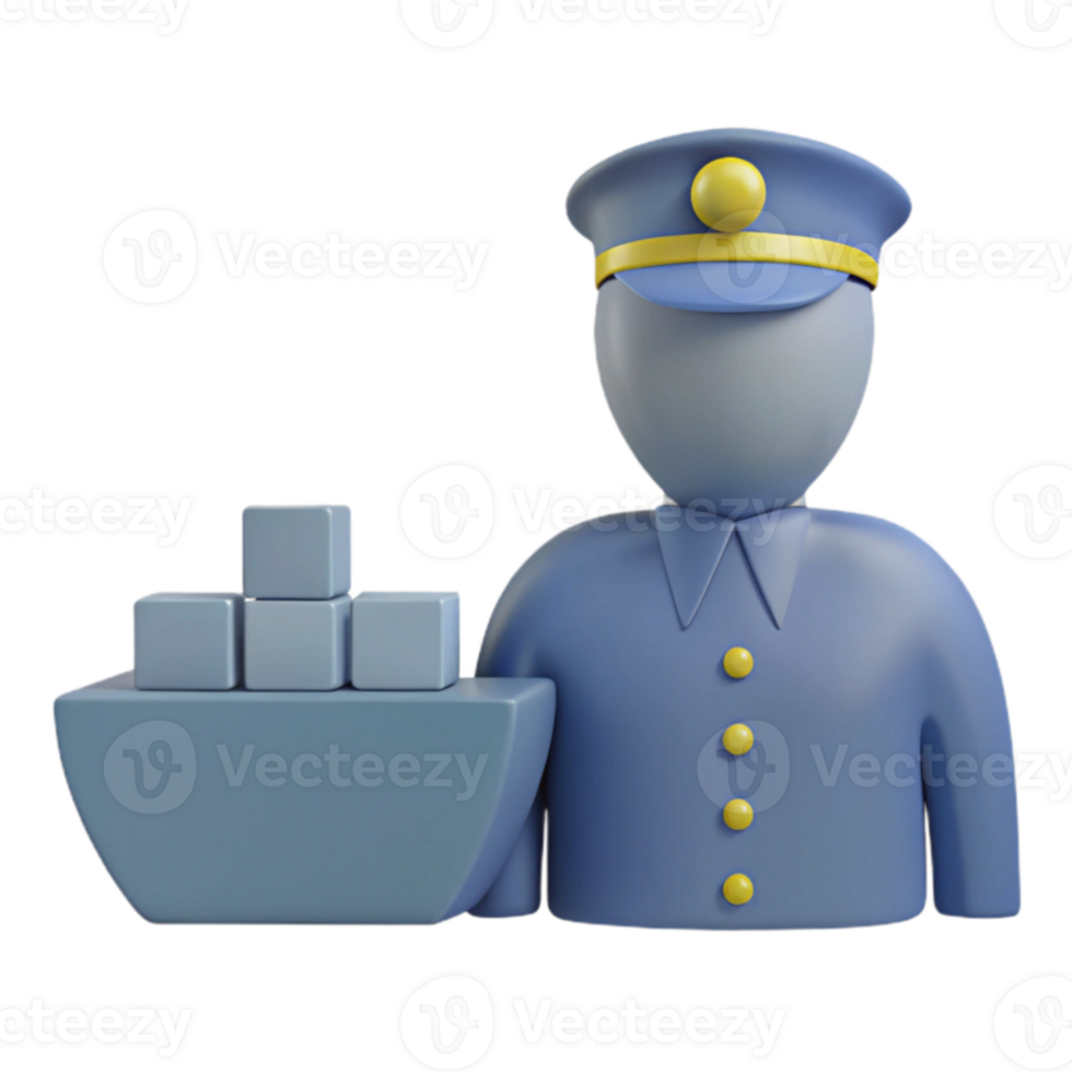 Cargo Ship Captain 3D Render png