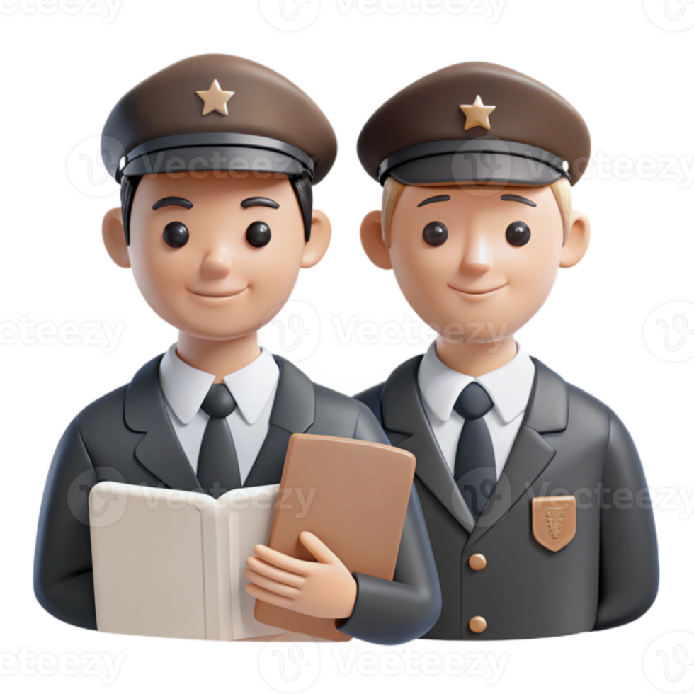 Two Officers Studying Together png