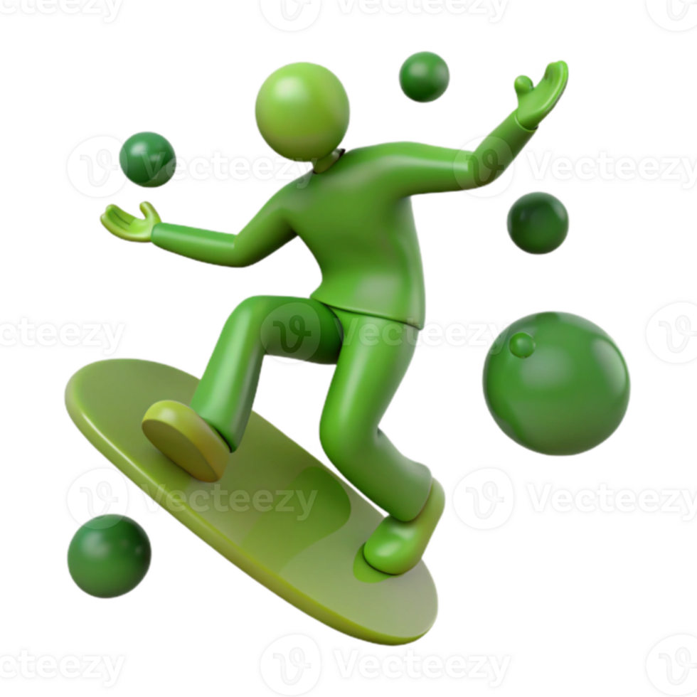 3D Green Figure on Board png