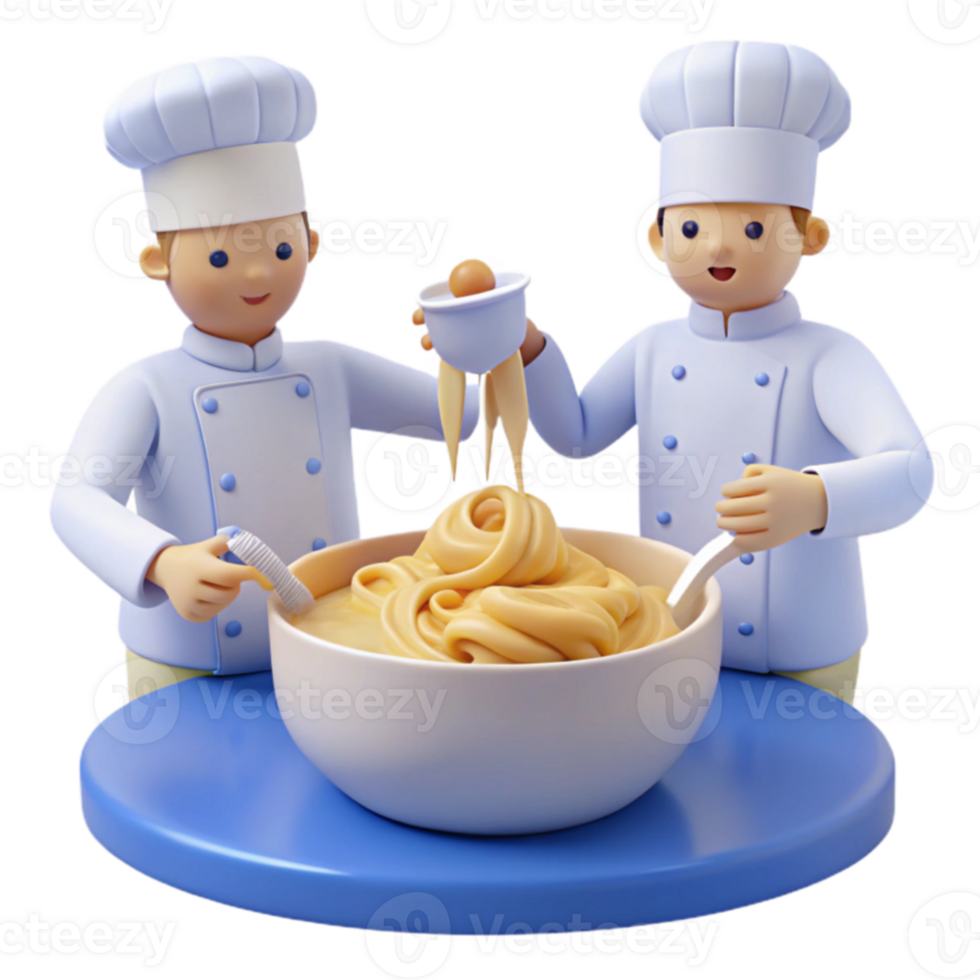 Chefs Mixing Dough in Bowl png