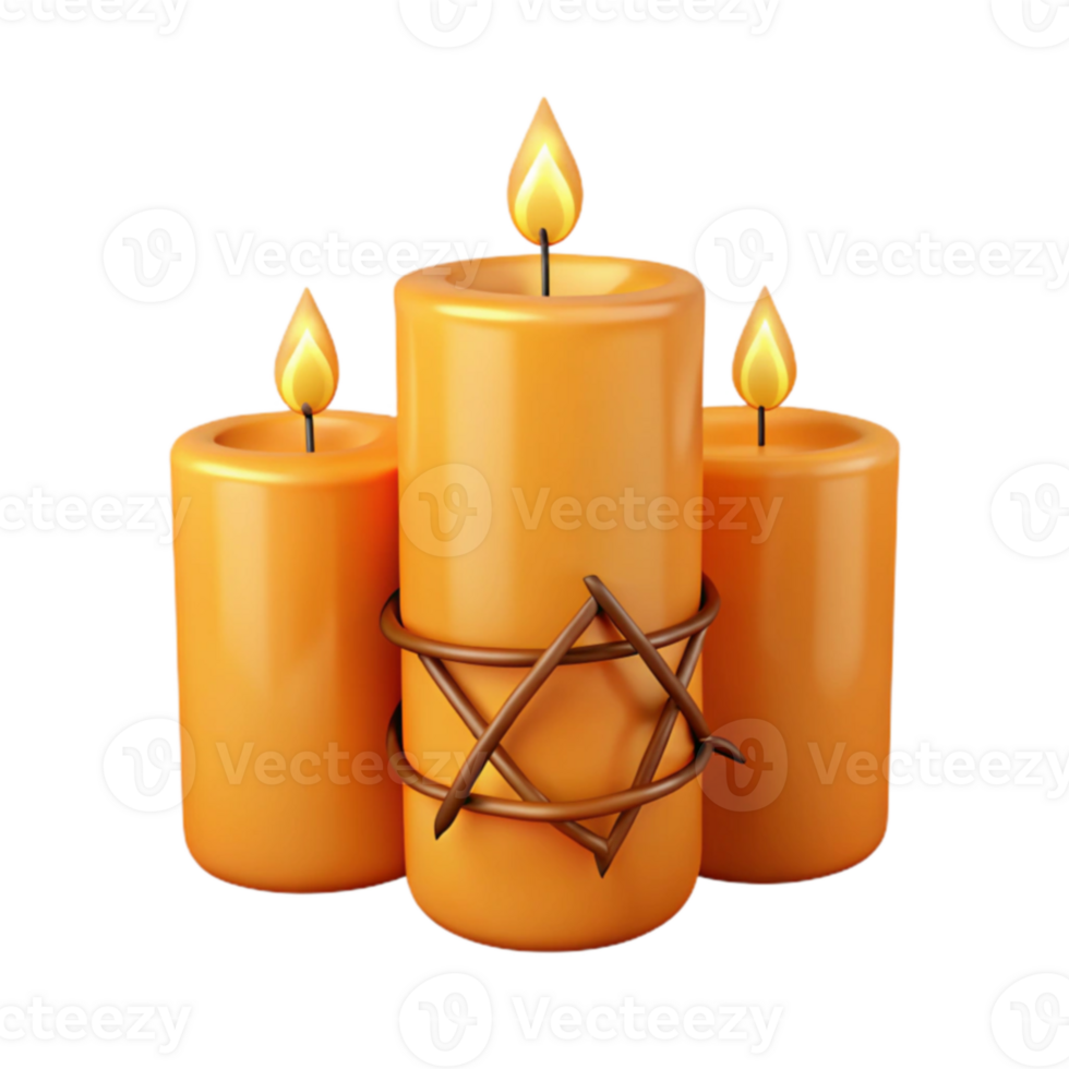 Three Burning Candles with Star of David png