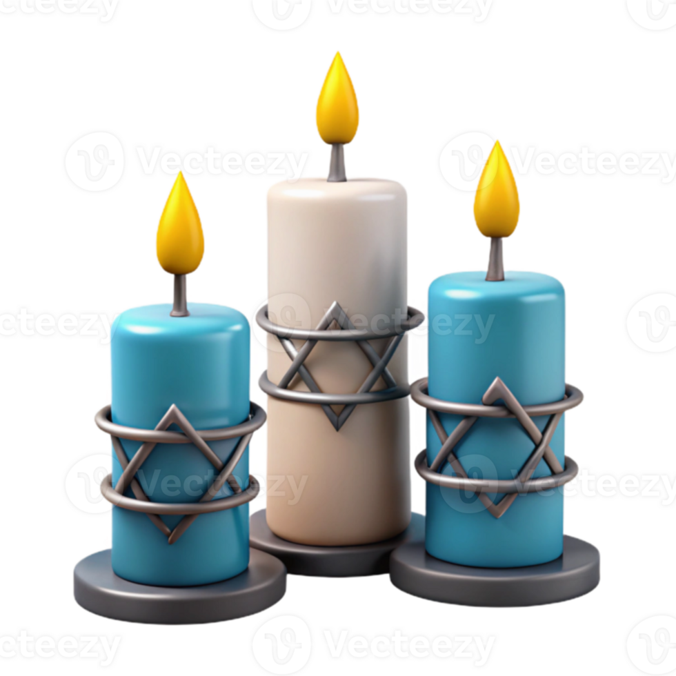 Three Candles with Star of David png