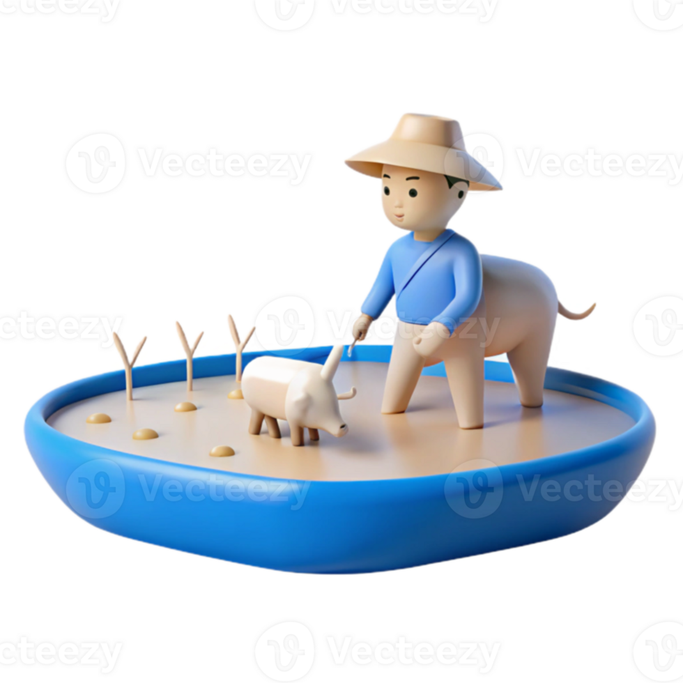 3D Farmer with Pig png