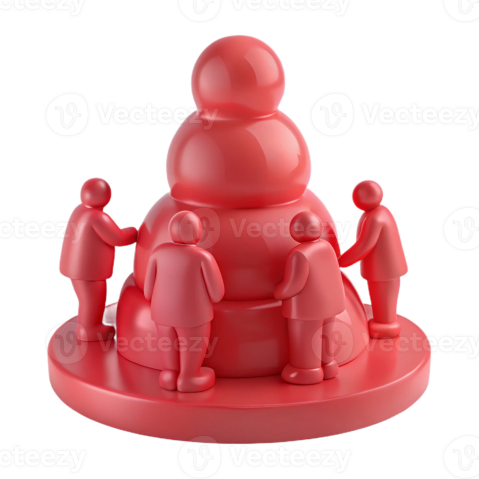 Red 3D Figures Around Stack png