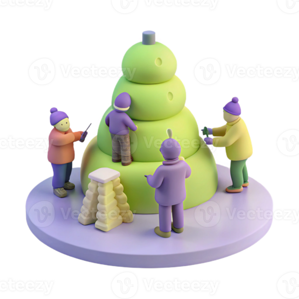 Decorating a Festive Tree png