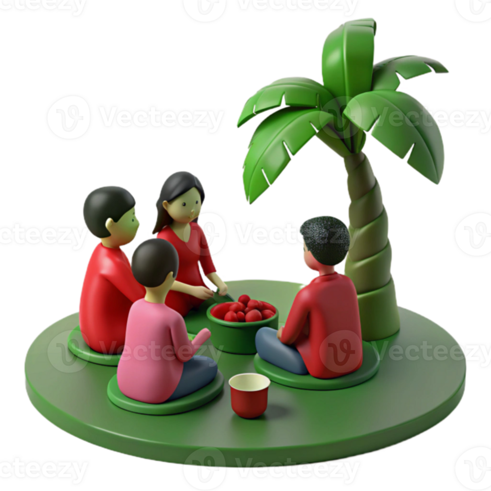 Friends Gathering Under Palm Tree png