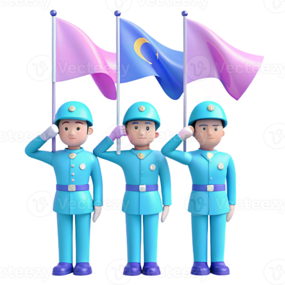 Three Soldiers Saluting Flags png