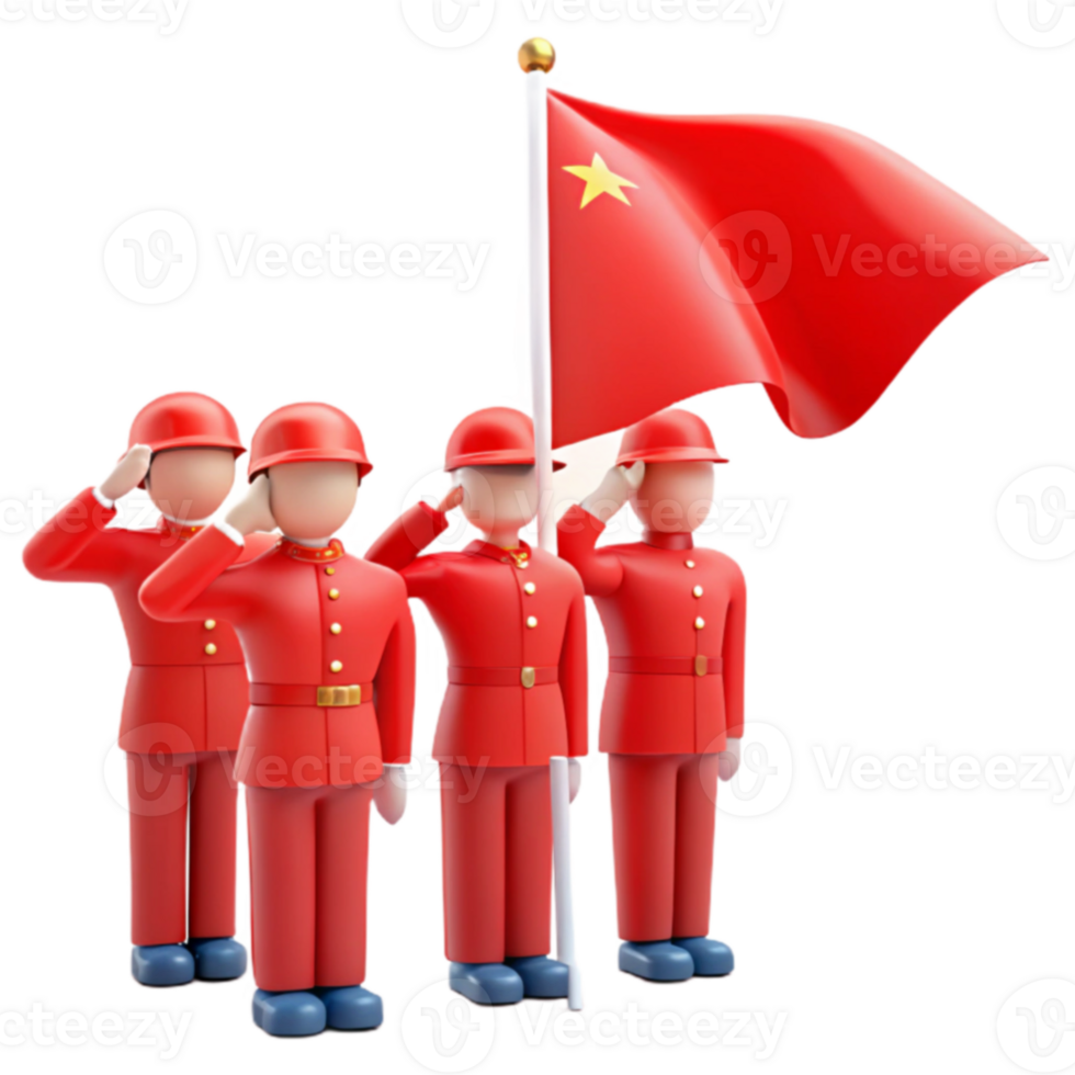 Red Uniform Saluting Flag png