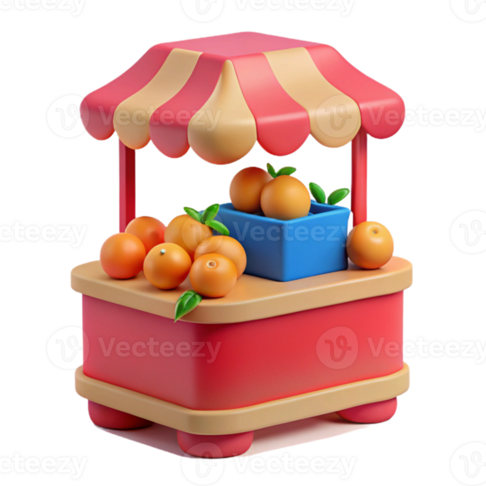 Orange Fruit Stand 3D Model png