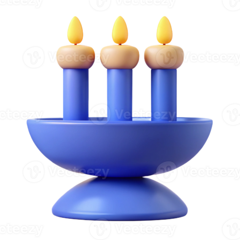 Three Candles on Blue Stand png
