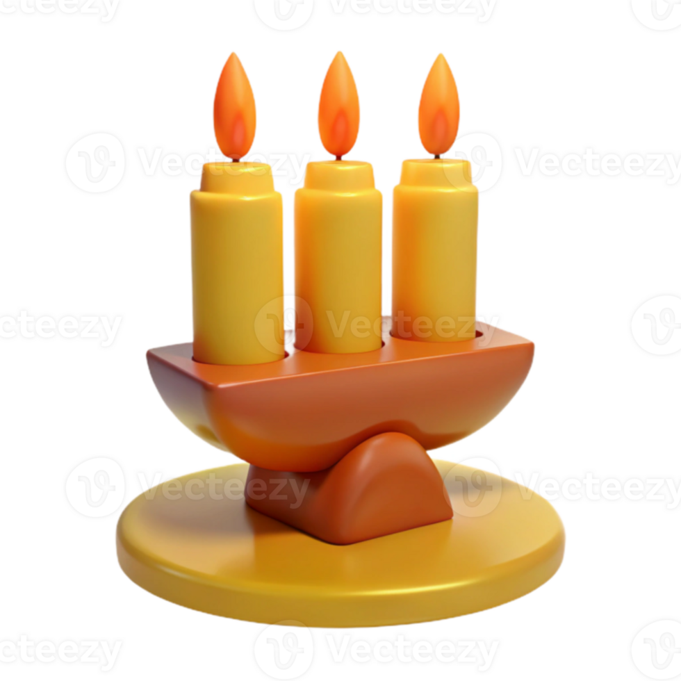 Three Burning Candles on Stand png