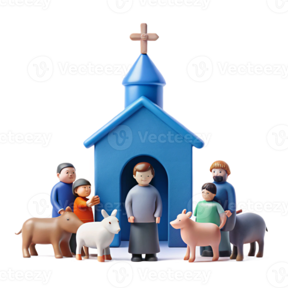 Church Family with Animals png