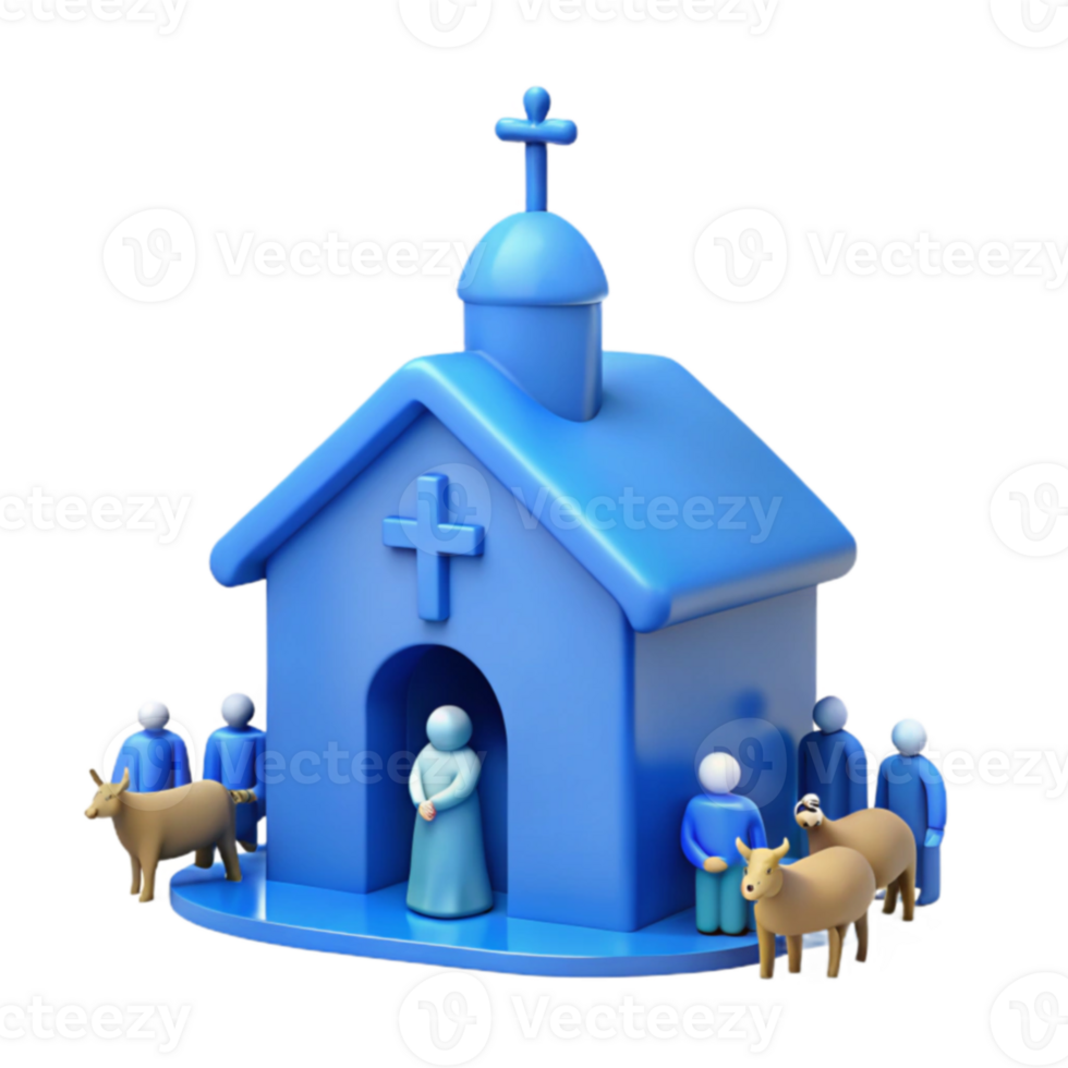 Church Building with People and Animals png