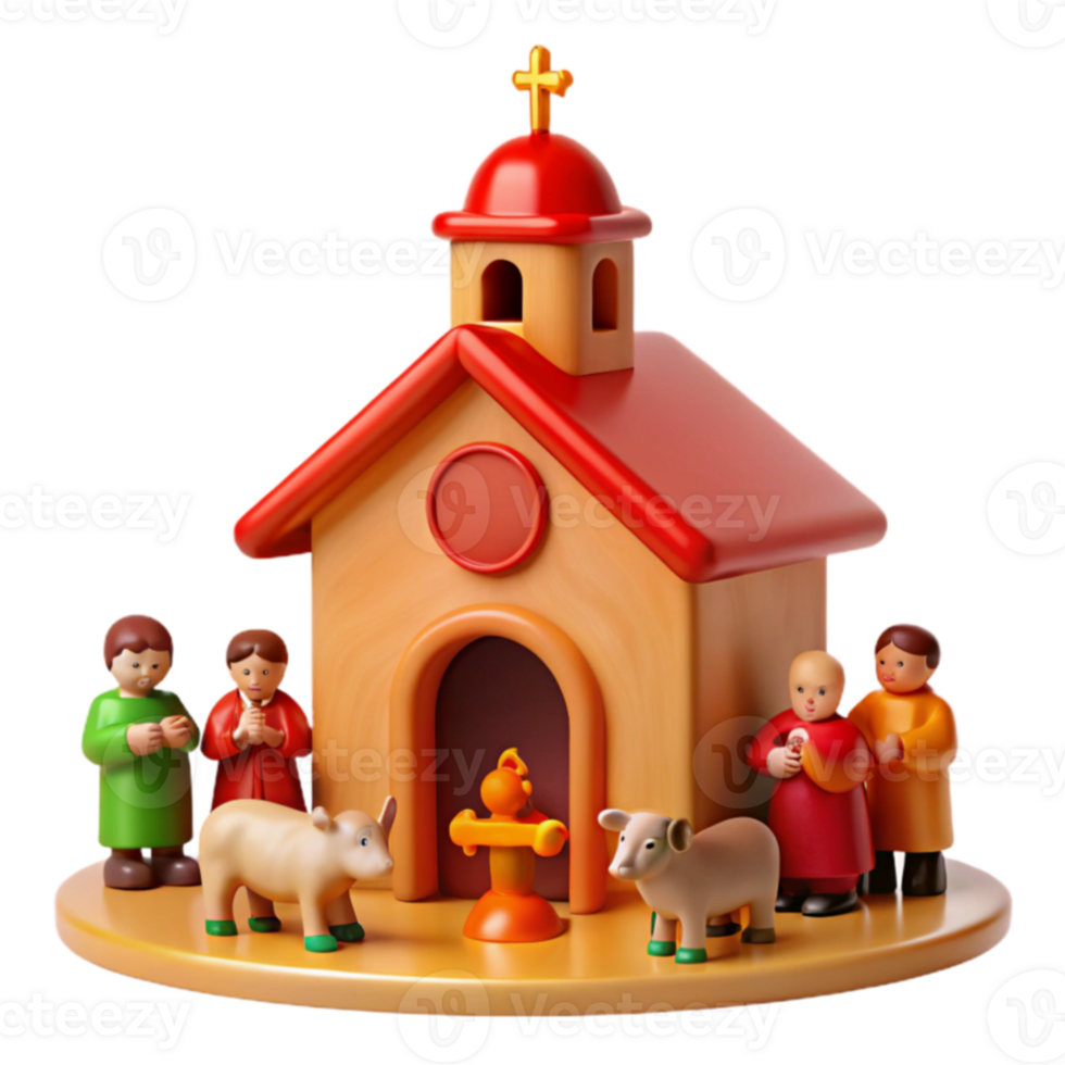 Faith and Community A 3D Church Scene png