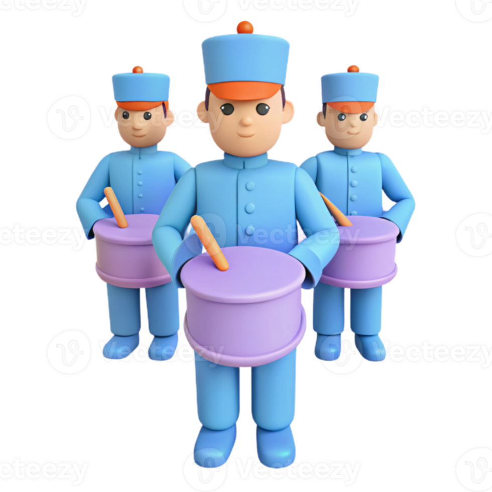 3D Drummers in Blue Uniforms png
