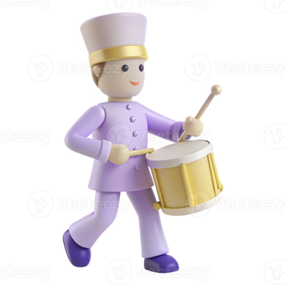 3D Cartoon Drumming Character png