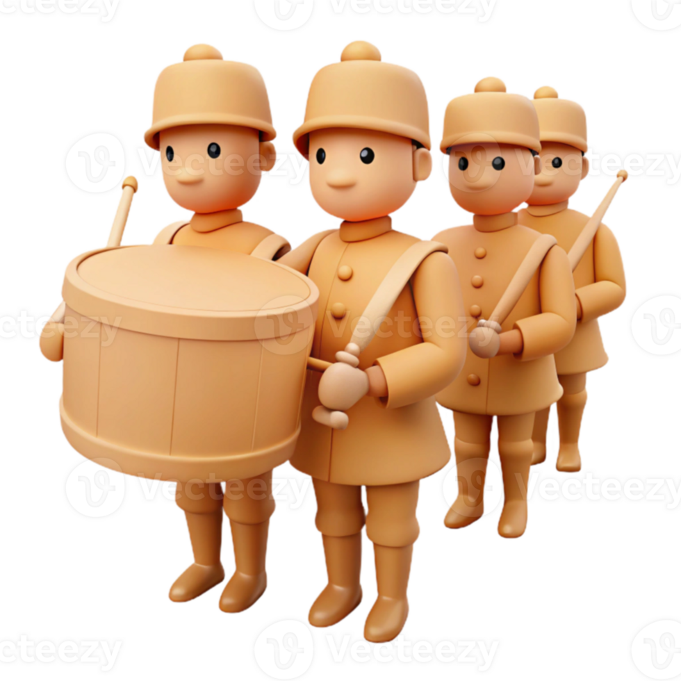 3D Cartoon Drummers Marching png
