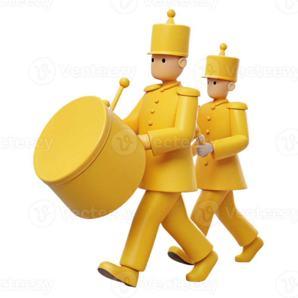 Drummers Marching in Yellow Uniforms png