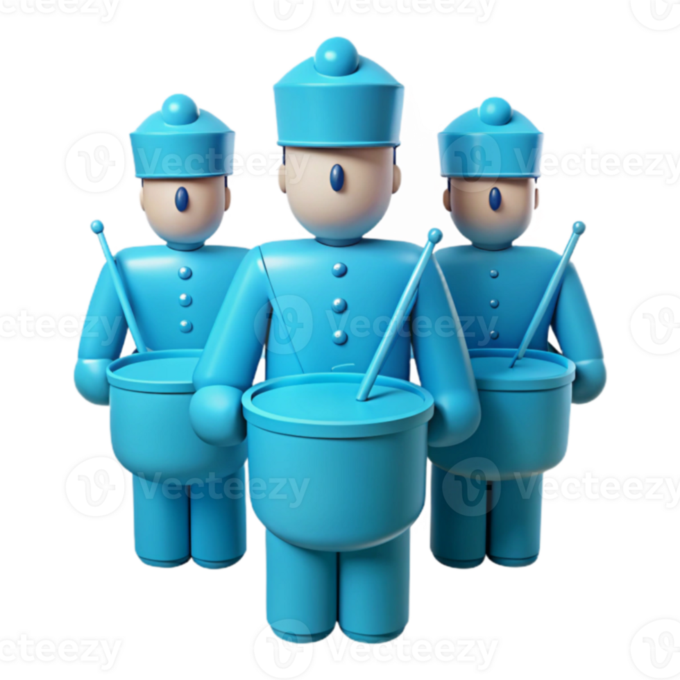 Blue Drummers 3D Illustration png