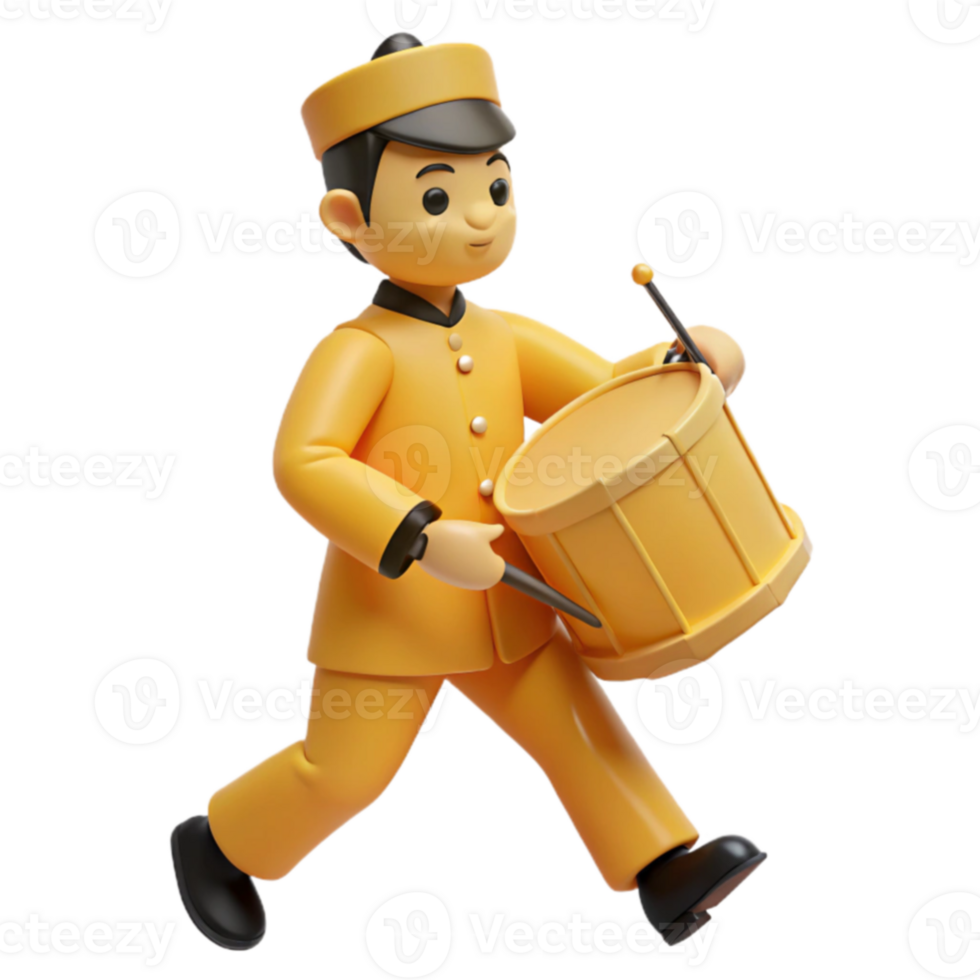 3D Cartoon Character Drumming png