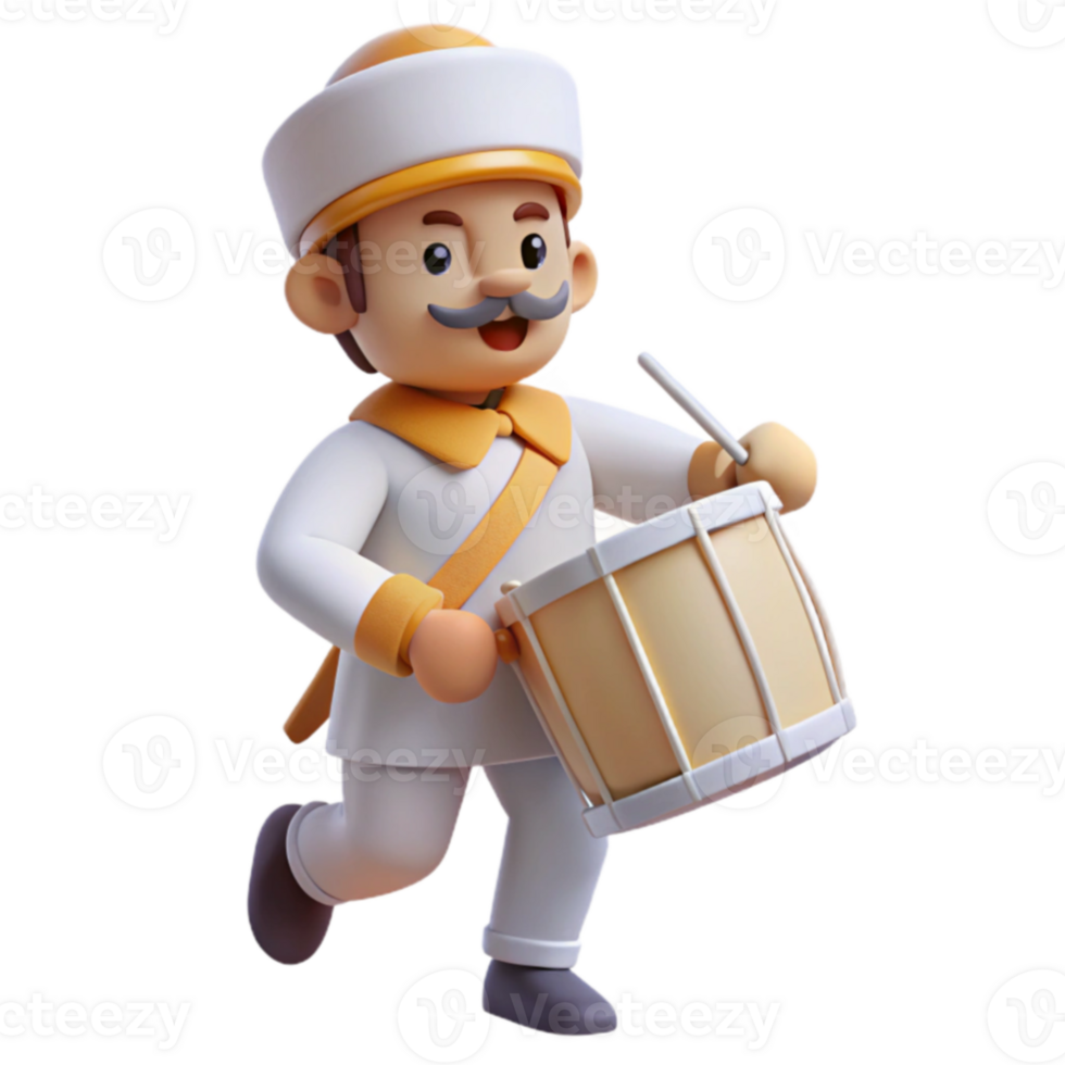 Drumming Character 3D Model png