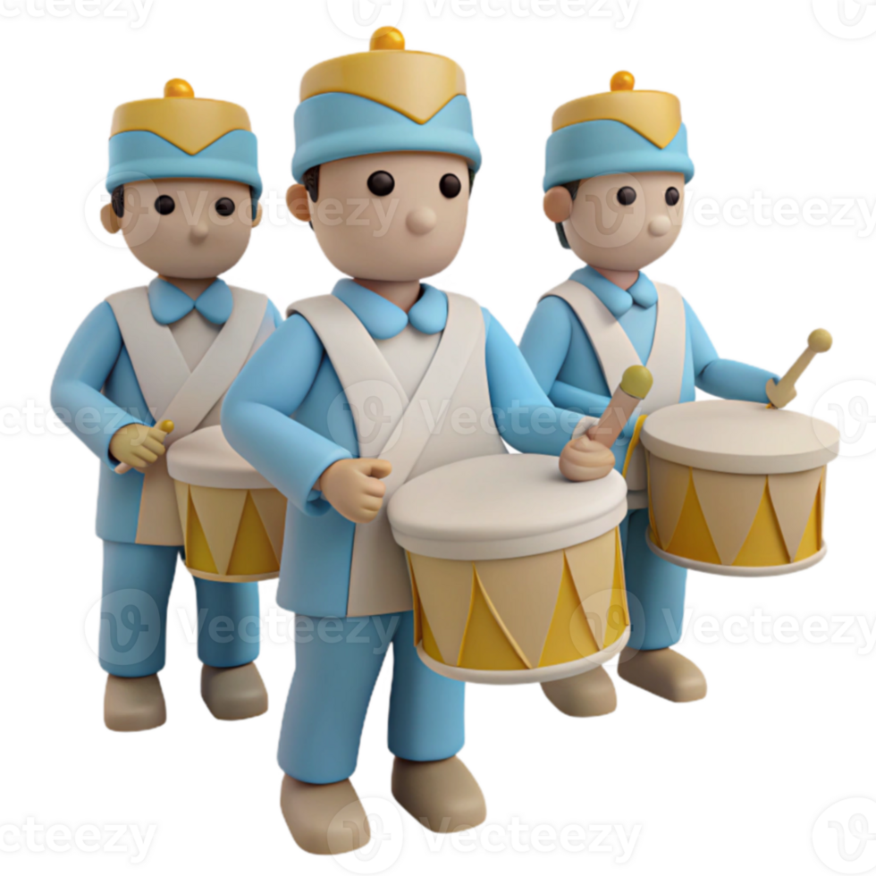 Drummers in Blue Uniforms png