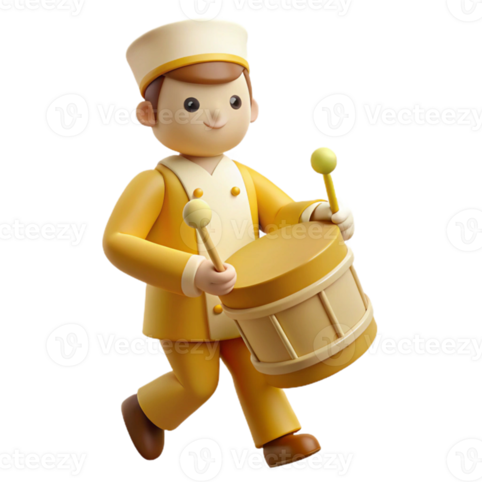 3D Cartoon Character Playing Drum png