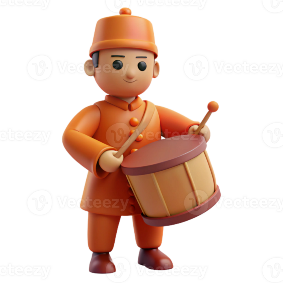 3D Cartoon Drum Player png