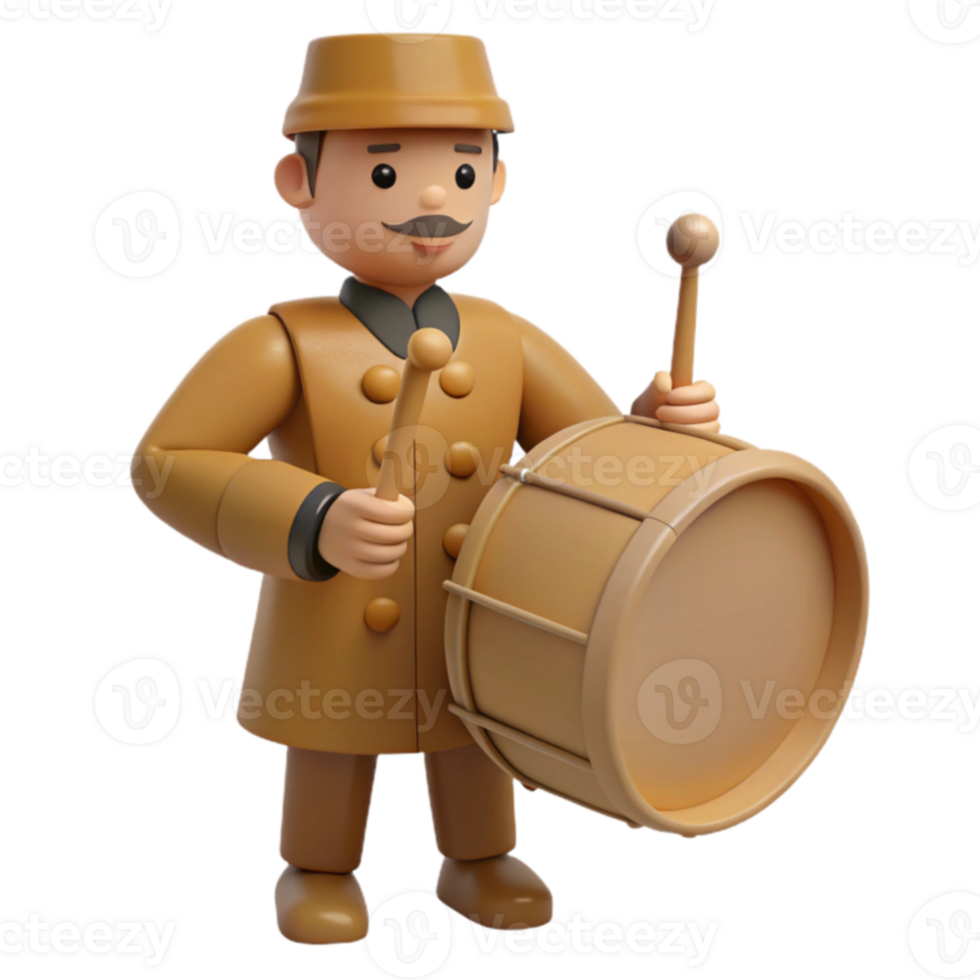 3D Cartoon Man Playing Drum png