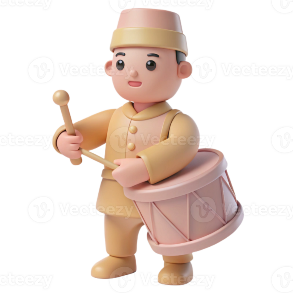 Cute Cartoon Character Playing Drum png