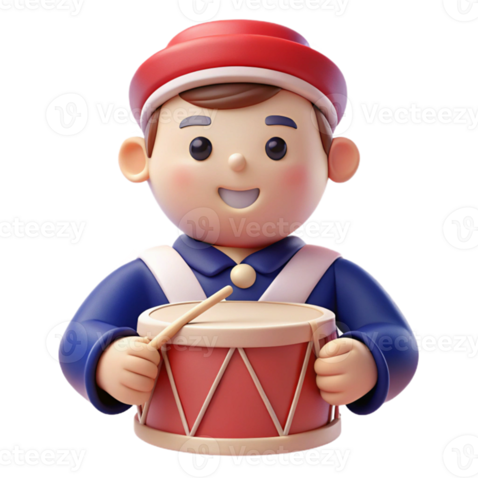 Cute Cartoon Drumming Boy png