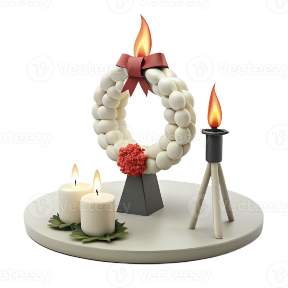 White Wreath Candle Centerpiece png