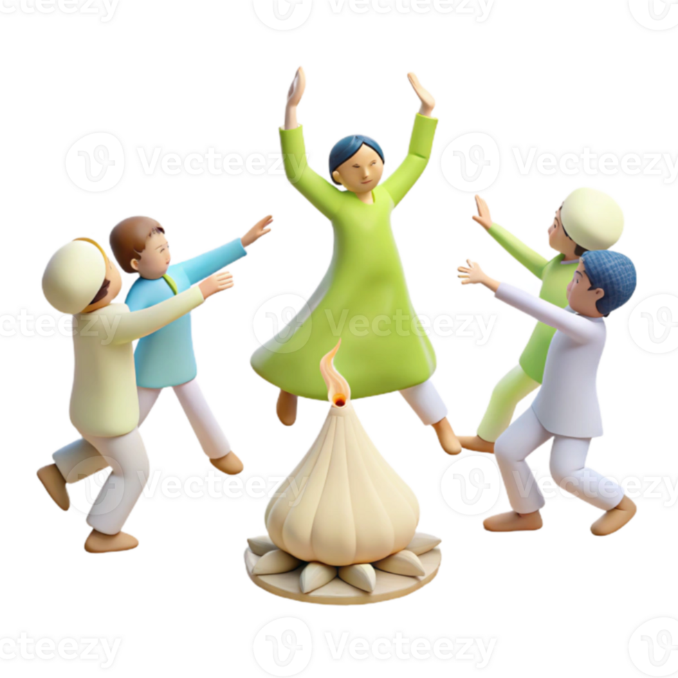 People Dancing Around Bonfire png