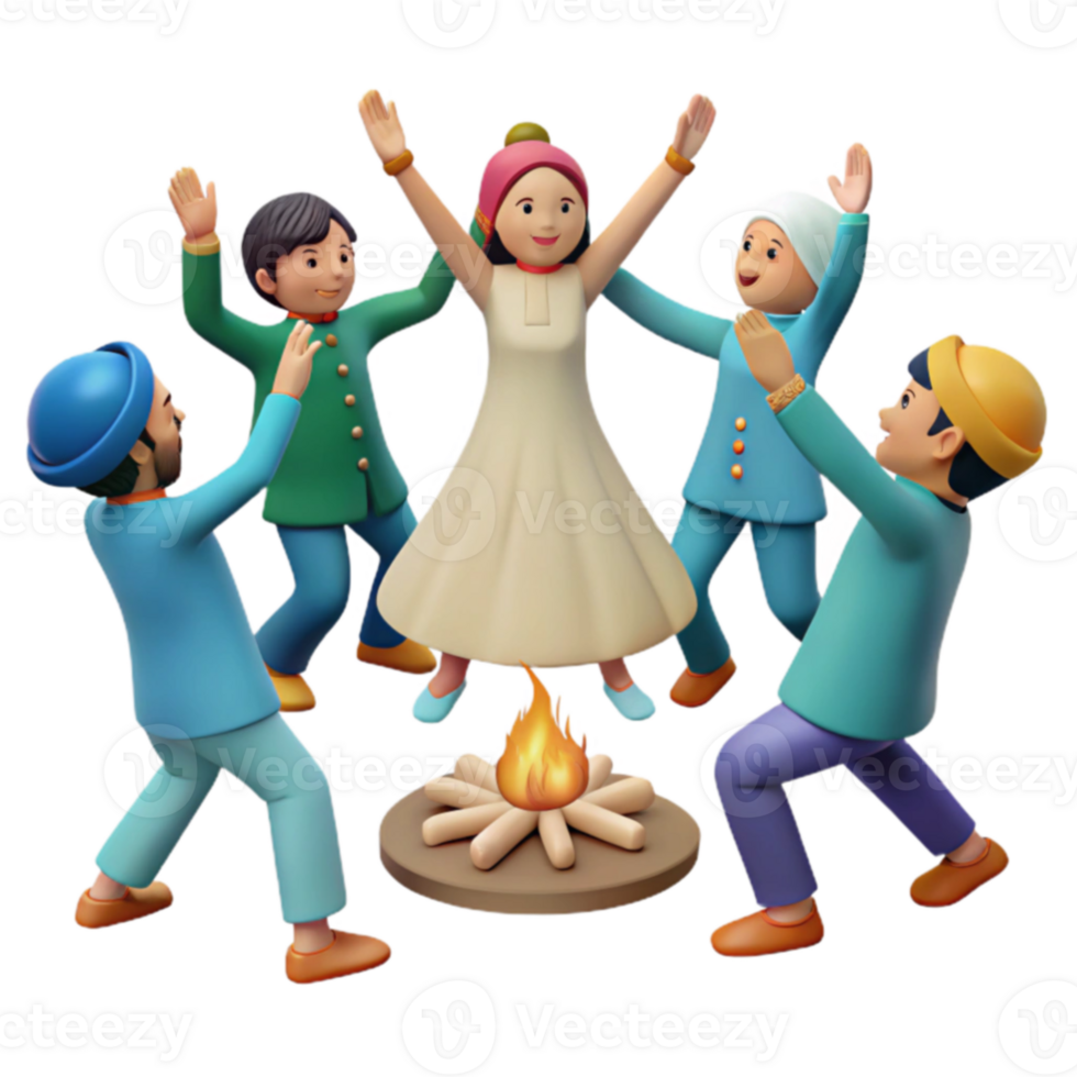 People Dancing Around Fire png