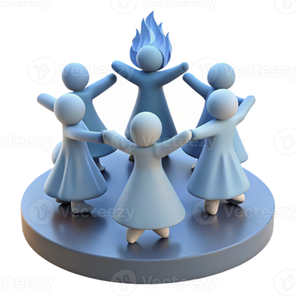 Circle of Figures with Flame png