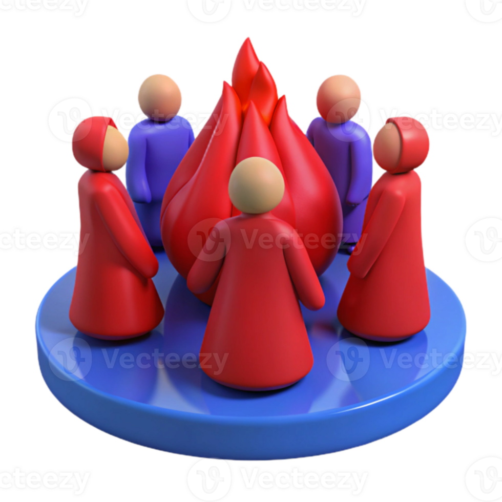 Group Around Fire png