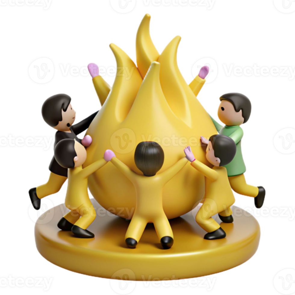 Teamwork Around a Flame png