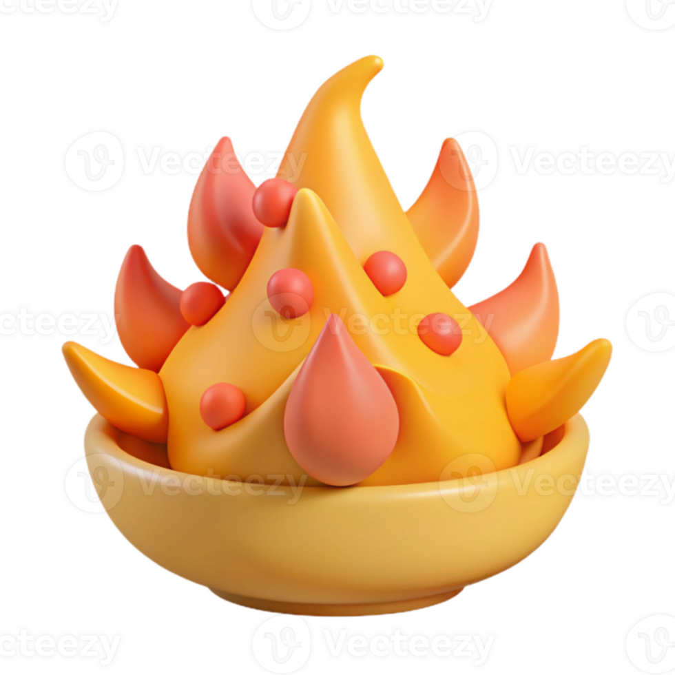3D Flame Icon with Orange Drops png