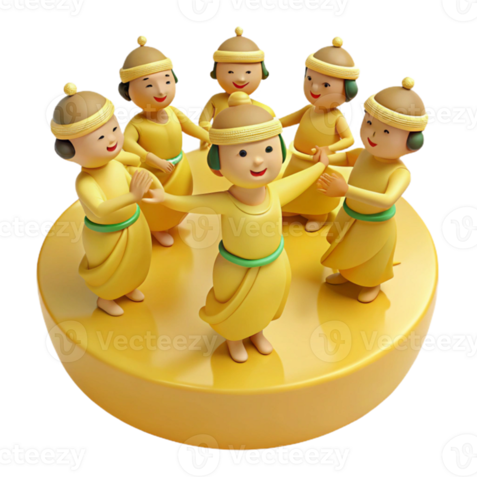 Smiling Characters Dance in Circle png