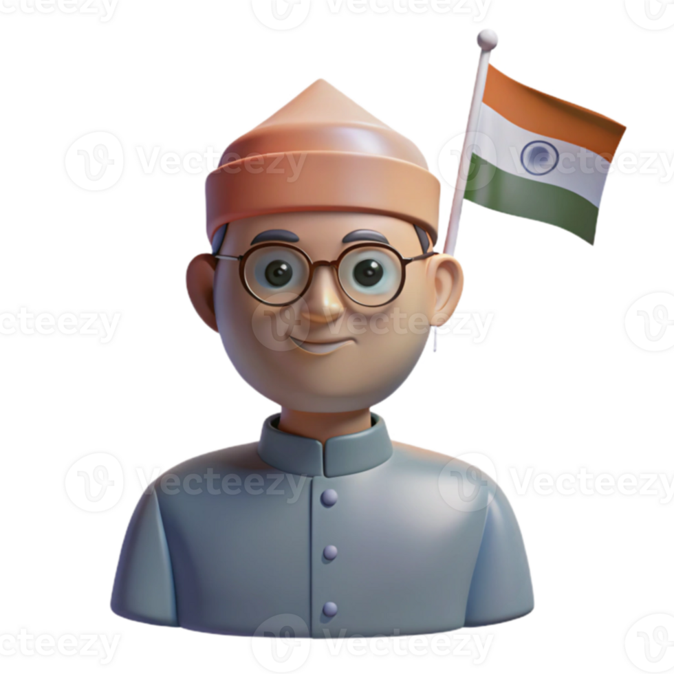 3D Cartoon Man with Flag png