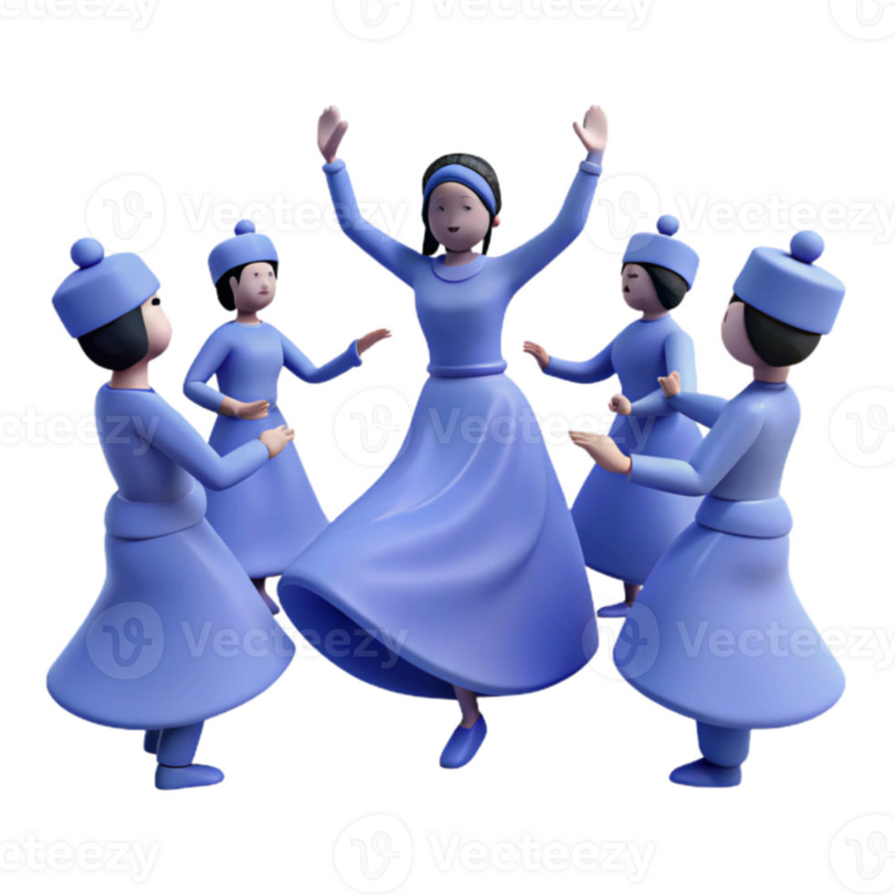Dancing Figures in Blue png