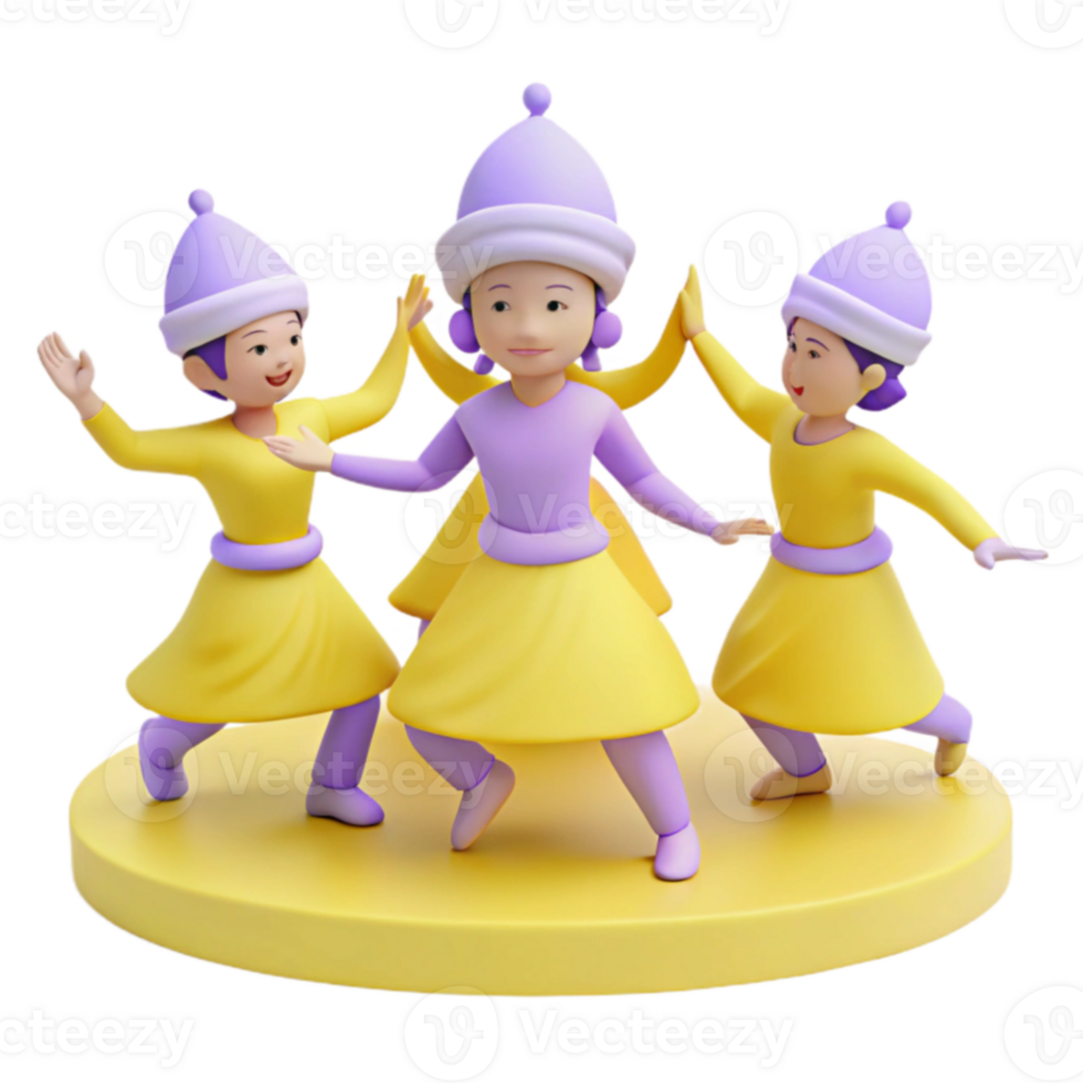 3D Cartoon Characters Dancing png