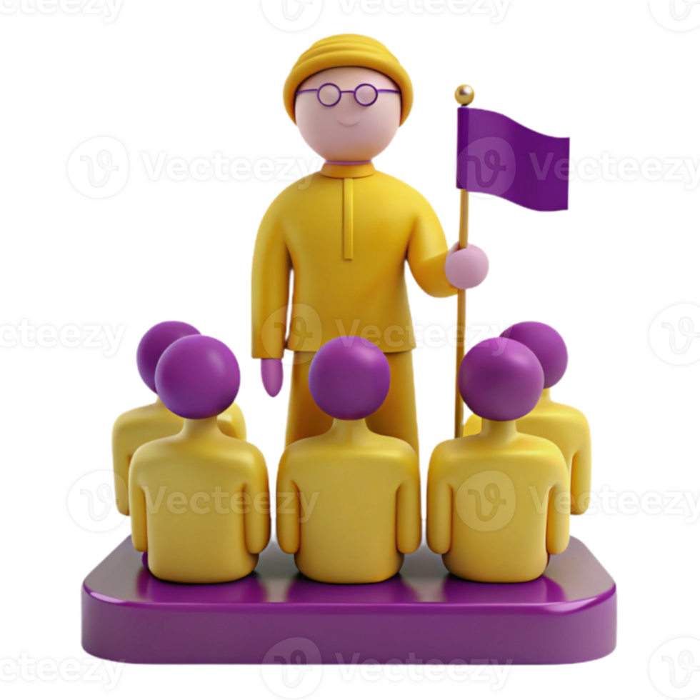 Leader Guiding Group 3D Render png