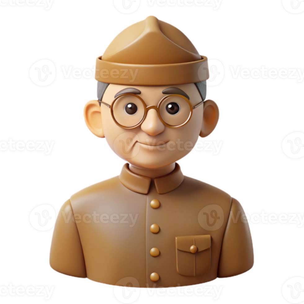 3D Cartoon Man with Glasses png
