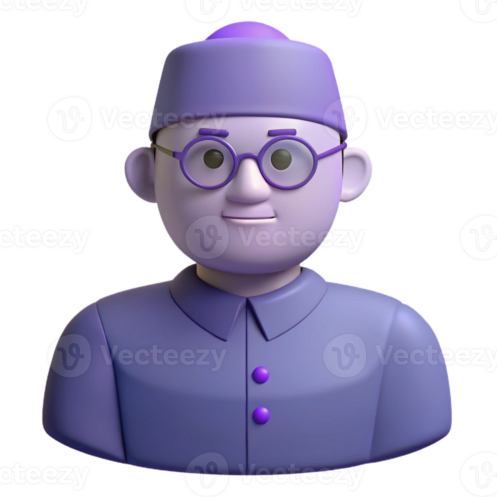 3D Character, Glasses, Hat, Purple png