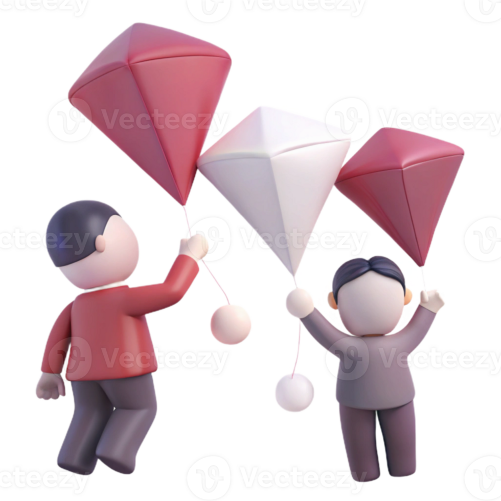 3D Characters with Diamond Balloons png