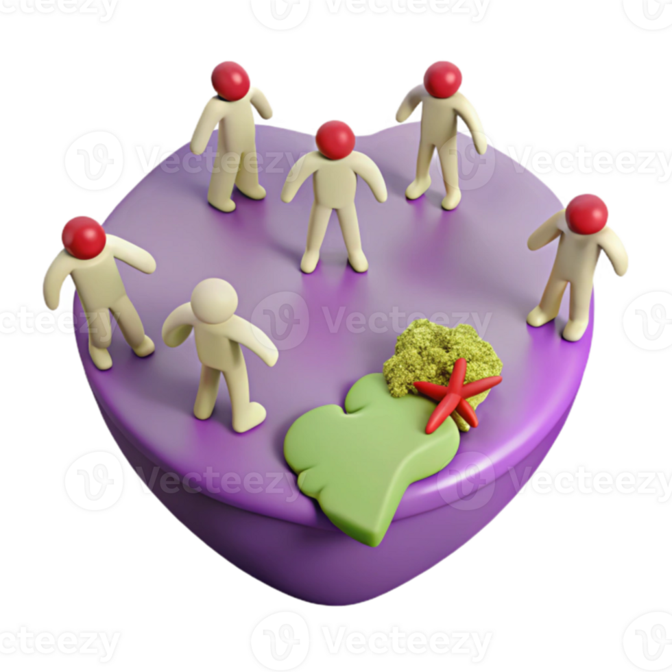 Group of Figures on Heart-Shaped Platform png