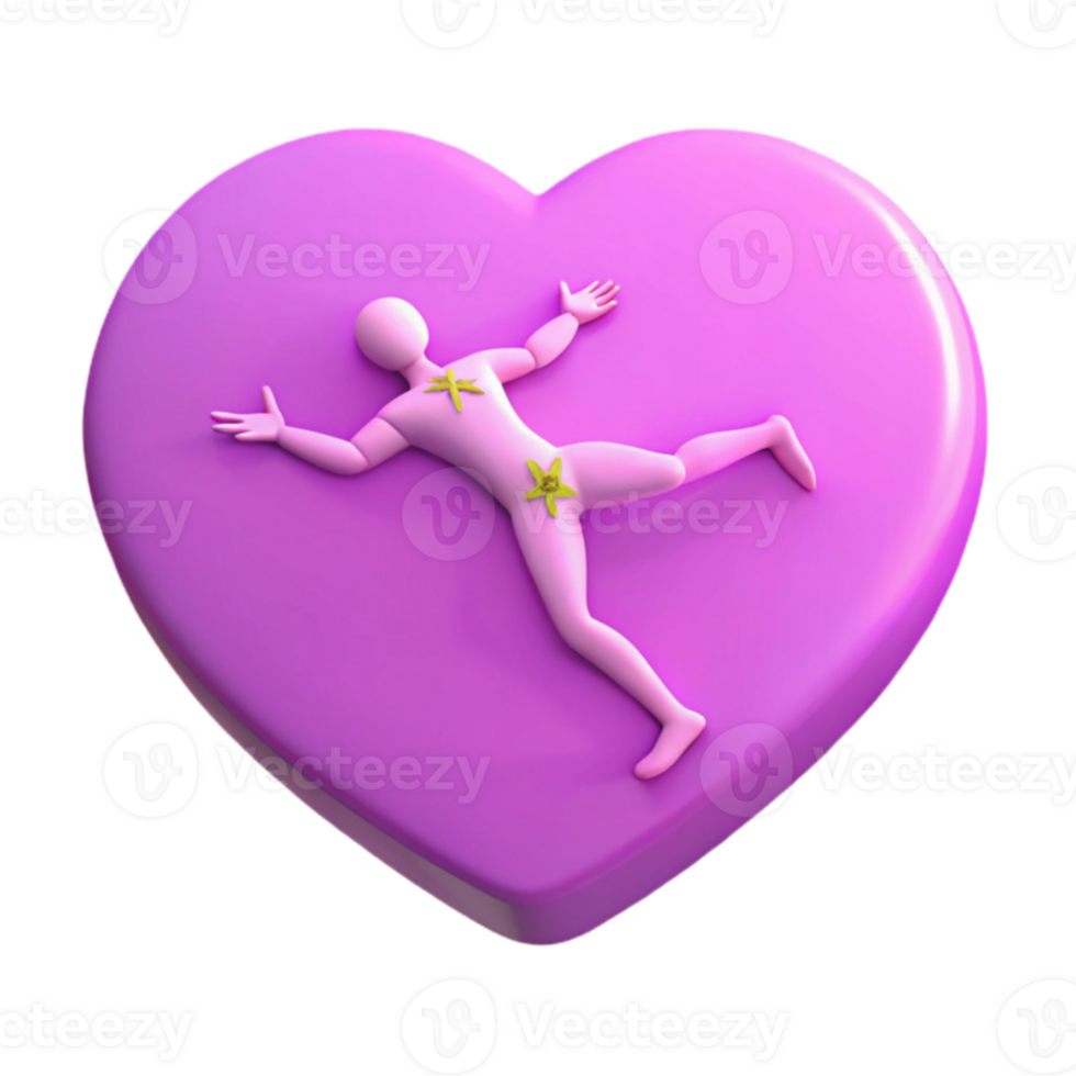 3D Render of Figure in Heart png